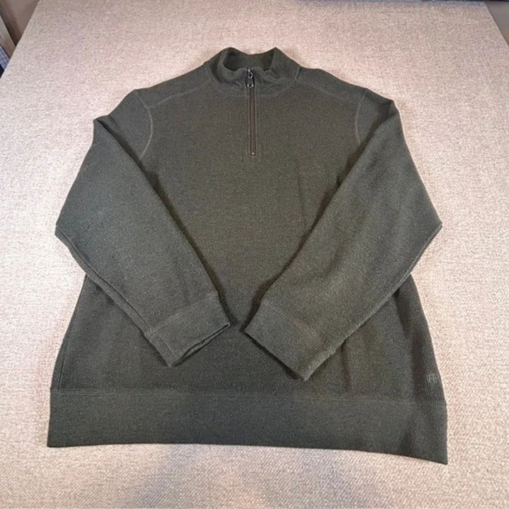 Banana Republic Men's Olive Green 1/4 Quarter Zip Pullover Sweater LG